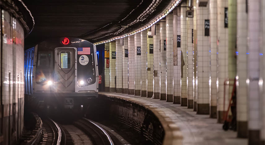 subway car underground near stop