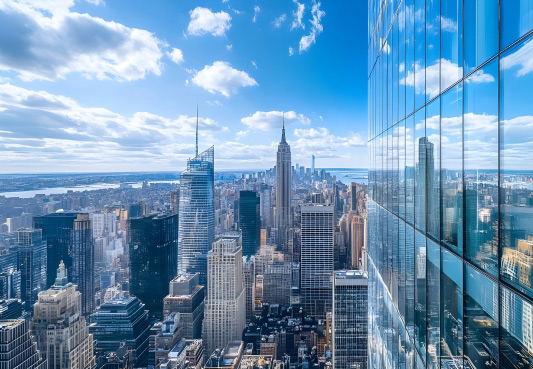 aerial view of new york city skyline