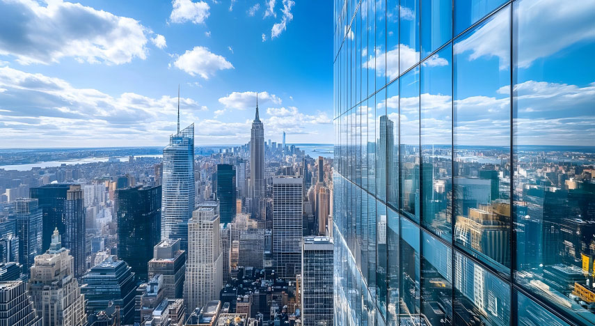 aerial view of new york city skyline