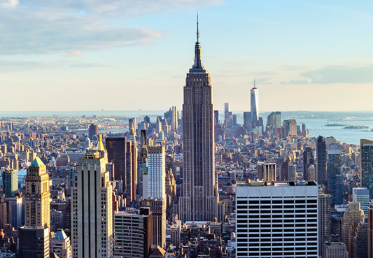 overhead view of new york city skyline