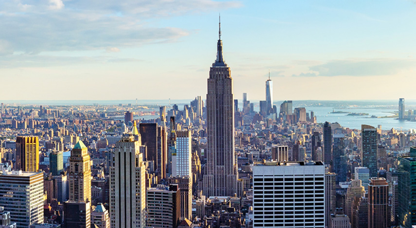 overhead view of new york city skyline