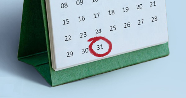 Calendar with December 31st circled